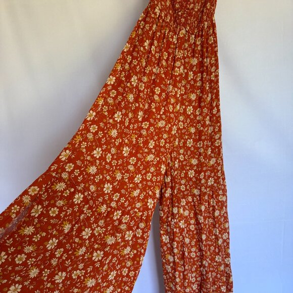 Anthropology Chrysanthemum WideLeg Romper Jumpsuit Tangerine - 0393 - Picture 3 of 6